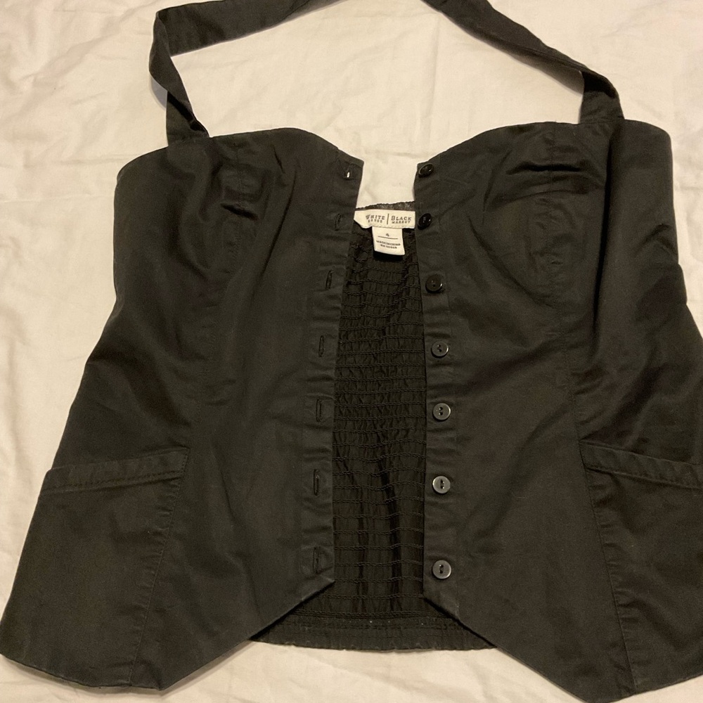 White House Black Market Black Ruched Blouse